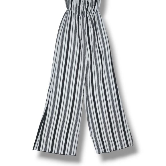 Lani Women’s Black & White Striped Strapless Wide-Leg Jumpsuit – Size Small - Picture 2 of 7